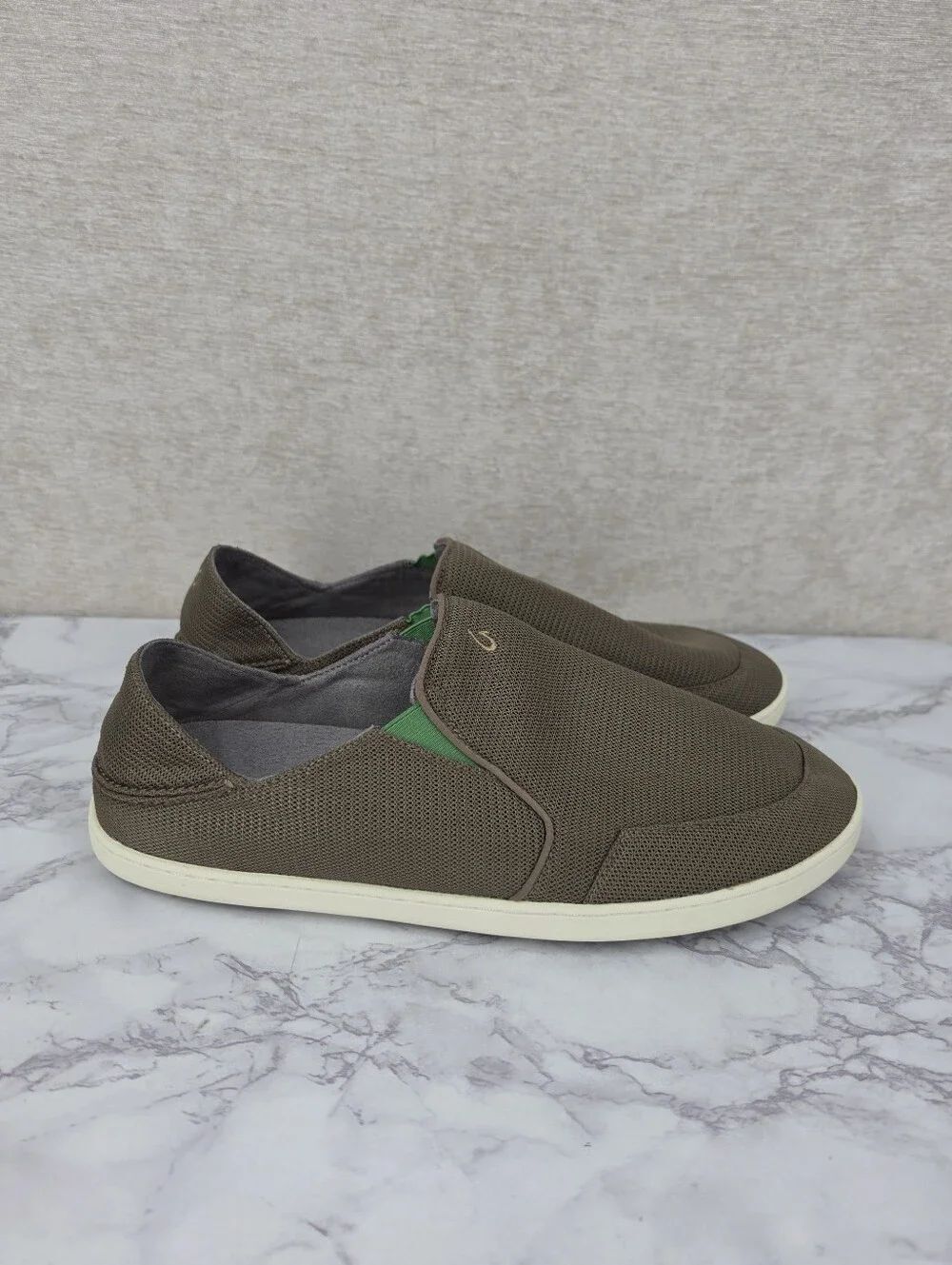 OluKai Men's Nohea Mesh Slip-On Shoes Casual Sneakers in Olive Green